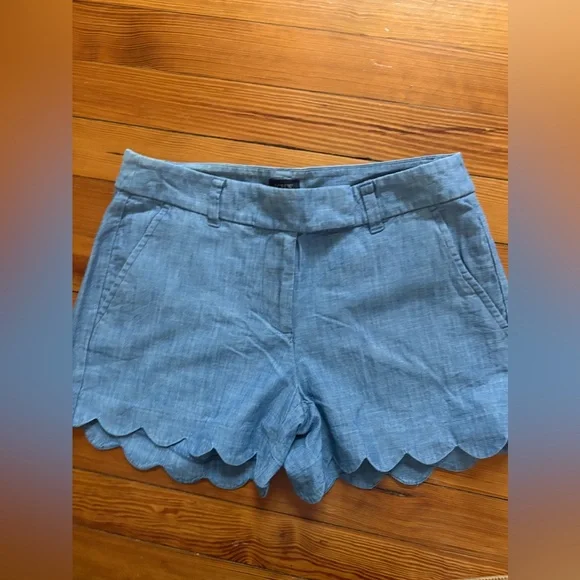 J. Crew Chambray Scalloped Shorts - Picture 1 of 6